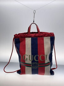 【中古】GUCCI◆ドローストリングバックパック/--/マルチカラー/ボーダー【バッグ】