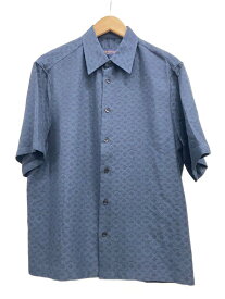 【中古】LOUIS VUITTON◆ルイヴィトン/半袖シャツ/モノグラム/RM242MQZO6 HRS48W/シルク/ネイビー【メンズウェア】