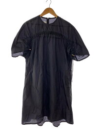 【中古】UJOH◆ドローコードシャツドレス/半袖ワンピース/2/ナイロン/BLK/無地/U801-D04-600【レディースウェア】