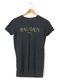 【中古】BALMAIN◆Tシャツ/S/コットン/ブラック/ロゴ【レディースウェア】