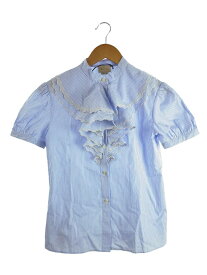 【中古】GUCCI◆Cotton shirt/半袖シャツ/150cm/コットン/ブルー/ストライプ【キッズ】