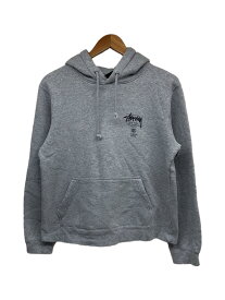 【中古】STUSSY◆world tour hoodie/パーカー/S/コットン/グレー/無地【メンズウェア】