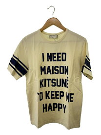 【中古】MAISON KITSUNE◆Tシャツ/S/コットン/BEG/総柄/KMM-0605-A【メンズウェア】