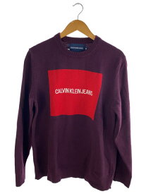 【中古】Calvin Klein◆ブランドロゴ/セーター(厚手)/L/ウール/パープル/Calvin Klein Jeans【メンズウェア】