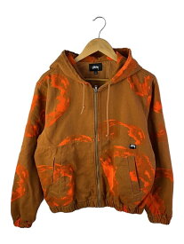 【中古】STUSSY◆20ss/Printed Canvas Work Jacket Clパーカー/S/コットン/CML/総柄/1155【メンズウェア】