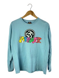 【中古】STUSSY◆00s/長袖Tシャツ/M/コットン/BLU【メンズウェア】