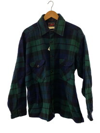 【中古】JOHNSON WOOLEN MILLS◆マッキーノジャケット/L/ウール/GRN/チェック/376【メンズウェア】