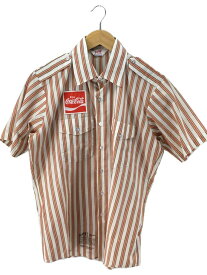 【中古】70s/coca cola/半袖シャツ/15.5/ポリエステル/RED/ストライプ【メンズウェア】