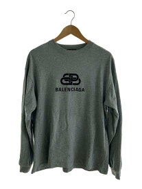 【中古】BALENCIAGA◆長袖Tシャツ/S/コットン/GRY/無地/541854/20SS BB LONG SLEEVE TEE【メンズウェア】