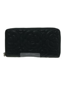 【中古】CHANEL◆長サイフ_ラウンドファスナー_カメリア_ココマーク_ラムスキン/羊革/財布/花柄/レザー/A8822【服飾雑貨他】