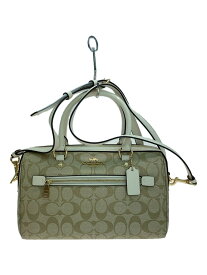 【中古】COACH◆ローワン・サッチェル_シグネチャー_ベージュ/レザー/BRW/総柄【バッグ】