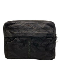 【中古】EMPORIO ARMANI◆セカンドバッグ/ポリエステル/BLK/カモフラ//【バッグ】