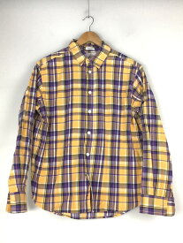 【中古】STUSSY◆長袖シャツ/M/コットン/パープル/イエロー/チェック【メンズウェア】