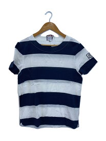 【中古】MONCLER◆Tシャツ/--/コーデュロイ/WHT/ボーダー【メンズウェア】