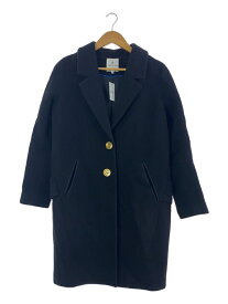 【中古】LANVIN en Bleu◆LA TORRE/バックリボン/チェスターコート/36/ウール/BLK/3606114【レディースウェア】