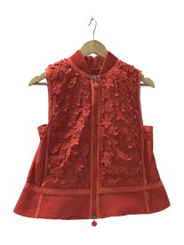 【中古】MONCLER◆ベスト/O/ナイロン/RED/花柄【レディースウェア】