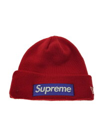 【中古】Supreme◆×NEW ERA/17AW/BOX LOGO Beanie/ニットキャップ/アクリル/RED【服飾雑貨他】