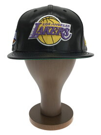 【中古】NEW ERA◆9FIFTY/LAKERS/キャップ/フェイクレザー/BLK/NBA/レイカーズ/メンズ【服飾雑貨他】