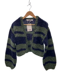 【中古】VEQUM/HAND KNIT CARDIGAN/FREE/アクリル/GRN/ボーダー/042252630601【レディースウェア】