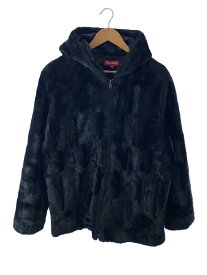 【中古】Supreme◆15AW/Faux Fur Hooded Zip Jacket/L/アクリル/BLK【メンズウェア】