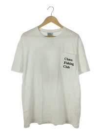 【中古】Chaos Fishing Club◆×HIROTTON/EVIL FLAME S/SワンポケットTシャツ/M/コットン/WHT【メンズウェア】