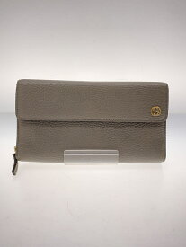 【中古】GUCCI◆長財布_インターロッキングG/レザー/GRY/レディース【服飾雑貨他】