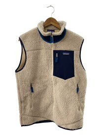 【中古】patagonia◆フリースベスト/M/ポリエステル/ベージュ/無地/sty23048fa23ベージュ/ボア/ロゴ/【メンズウェア】