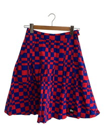 【中古】STUSSY◆スカート/3/コットン/RED/チェック/sabi checker pleated skirt【レディースウェア】