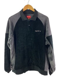 【中古】Supreme◆Paneled Velour L/S Polo /ポロシャツ/M/ベロア/BLK【メンズウェア】