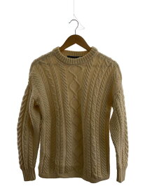 【中古】GUERNSEY WOOLLENS◆ケーブル/ニット・セーター(厚手)/S/ウール/BEG/ベージュ/無地//【メンズウェア】