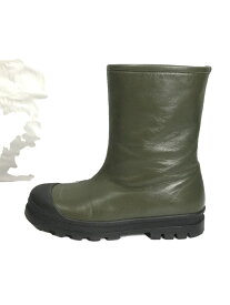 【中古】MARNI◆20AW/Leather ankle boots with logoブーツ/36/KHK/レザー/【シューズ】