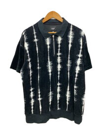 【中古】HUF◆ポロシャツ/XL/ベロア/BLK/総柄/SEISMOGRAM VELOUR POLO【メンズウェア】