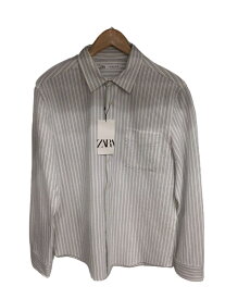 【中古】ZARA◆長袖シャツ/M/ポリエステル/BLU/ストライプ/1063/306/058【メンズウェア】