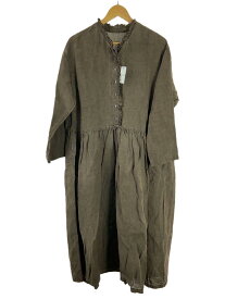 【中古】nest Robe◆23AW/リネン天然染めフリル使いワンピース/FREE/リネン/BRW/01234-1448【レディースウェア】