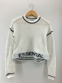 【中古】DOUBLE STANDARD CLOTHING◆メッシュニット/ESSENTIAL/FREE/ポリエステル/ホワイト/ブラック/2509-080-211【レディースウェア】