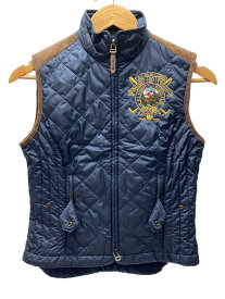 【中古】RALPH LAUREN◆キルティングベスト/7/ポリエステル/ネイビー/VRRLKA2061【レディースウェア】