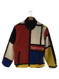 【中古】Supreme◆color blocked Fleece jacket/リバーシブル/ジャケット/マルチカラー/モンドリアン柄【メンズウェア】