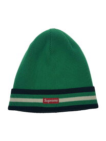 【中古】Supreme◆ニットキャップ/--/コットン/GRN/ボーダー/メンズ//【服飾雑貨他】