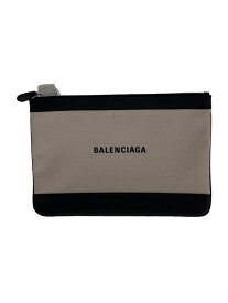 【中古】BALENCIAGA◆クラッチバッグ/キャンバス/ホワイト/420407・1080・W・568024【バッグ】