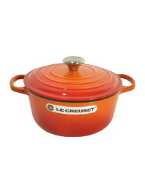 【中古】LE CREUSET◆ココットロンド/鍋/サイズ:24cm/ORN/21245【キッチン用品】