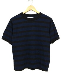 【中古】MHL.◆Tシャツ/2/コットン/NVY/ボーダー/595-3168502【レディースウェア】