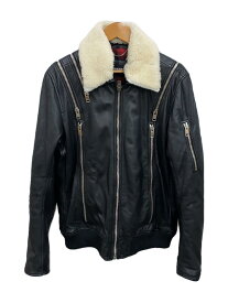 【中古】DIESEL◆0NARE FW17/襟ボア/レザージャケット・ブルゾン/XL/羊革/BLK【メンズウェア】