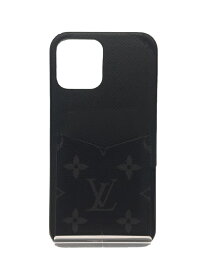 【中古】LOUIS VUITTON◆IPHONE・バンパー12PROMAX_モノグラム・エクリプス_BLK/レザー/BLK/レディース【服飾雑貨他】