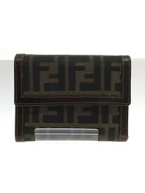 【中古】FENDI◆3つ折り財布/ズッカ/折り畳み財布/総柄/ブラウン/茶色/ヴィンテージ【服飾雑貨他】