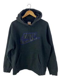 【中古】NIKE◆19AW/×NIKE/Leather Applique Hooded Sweatshirt/L/ブラック//【メンズウェア】