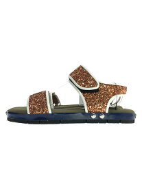 【中古】MARNI◆Sparkle Leather Canvas Sandals/サンダル/38/KHK【シューズ】