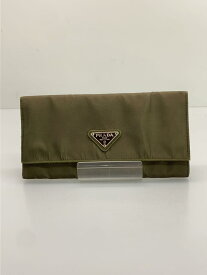 【中古】PRADA◆長財布/--/KHK/無地/レディース【服飾雑貨他】