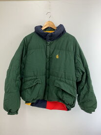 【中古】NAUTICA◆ダウンジャケット/L/コットン/マルチカラー/無地/90s/F9313/リバーシブル/クレイジーパターン【メンズウェア】