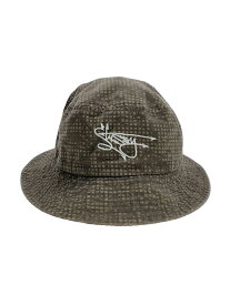 【中古】STUSSY◆00s/オールド/STUSSY HAT/バケットハット/矢印ロゴ/コットン/カーキ/総柄/【服飾雑貨他】