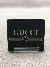 【中古】GUCCI◆グッチ/2つ折り財布/ビンテージロゴ/カーフスキン/レザー/ブラック/黒/メンズ/496309【服飾雑貨他】